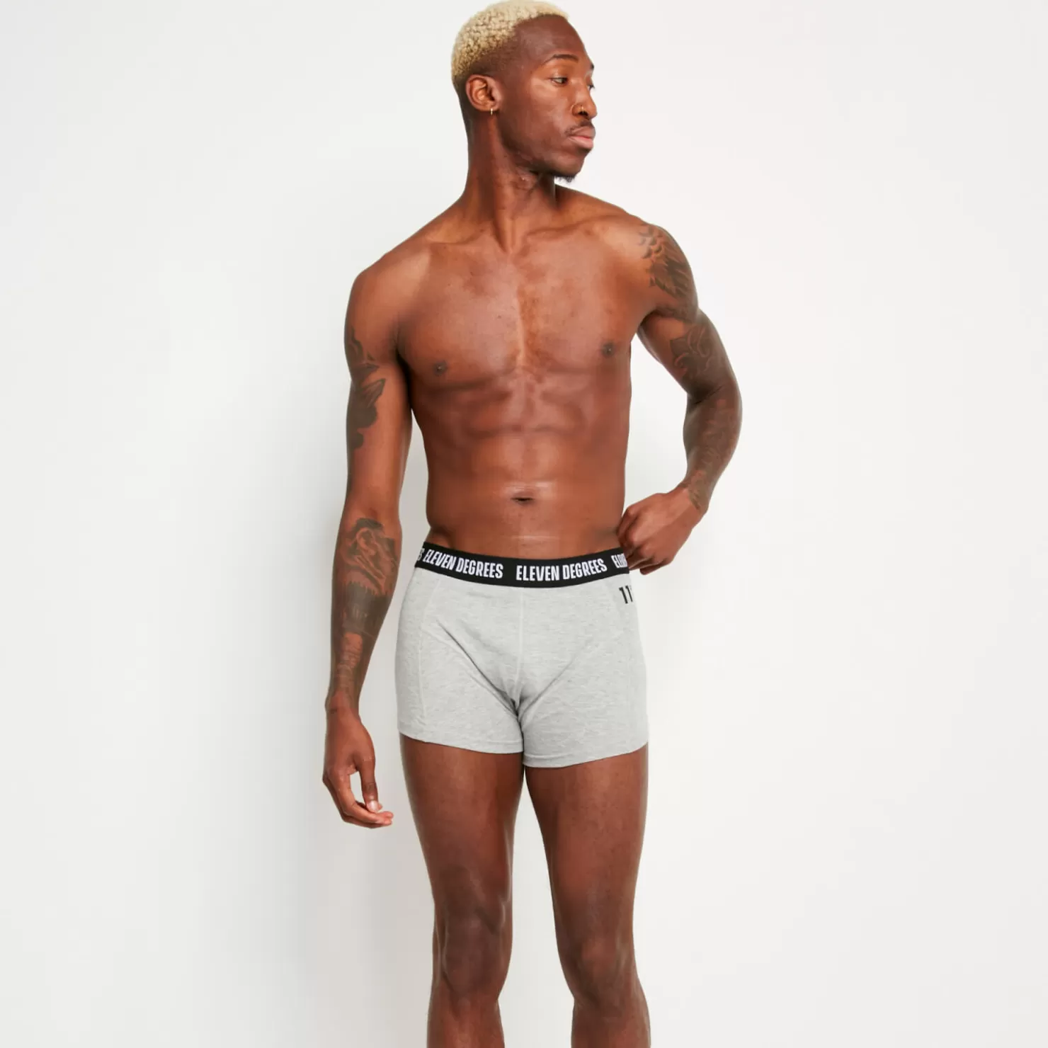 11 Degrees Socks & Underwear< 3 Pack Boxers – Black/White/Grey Marl