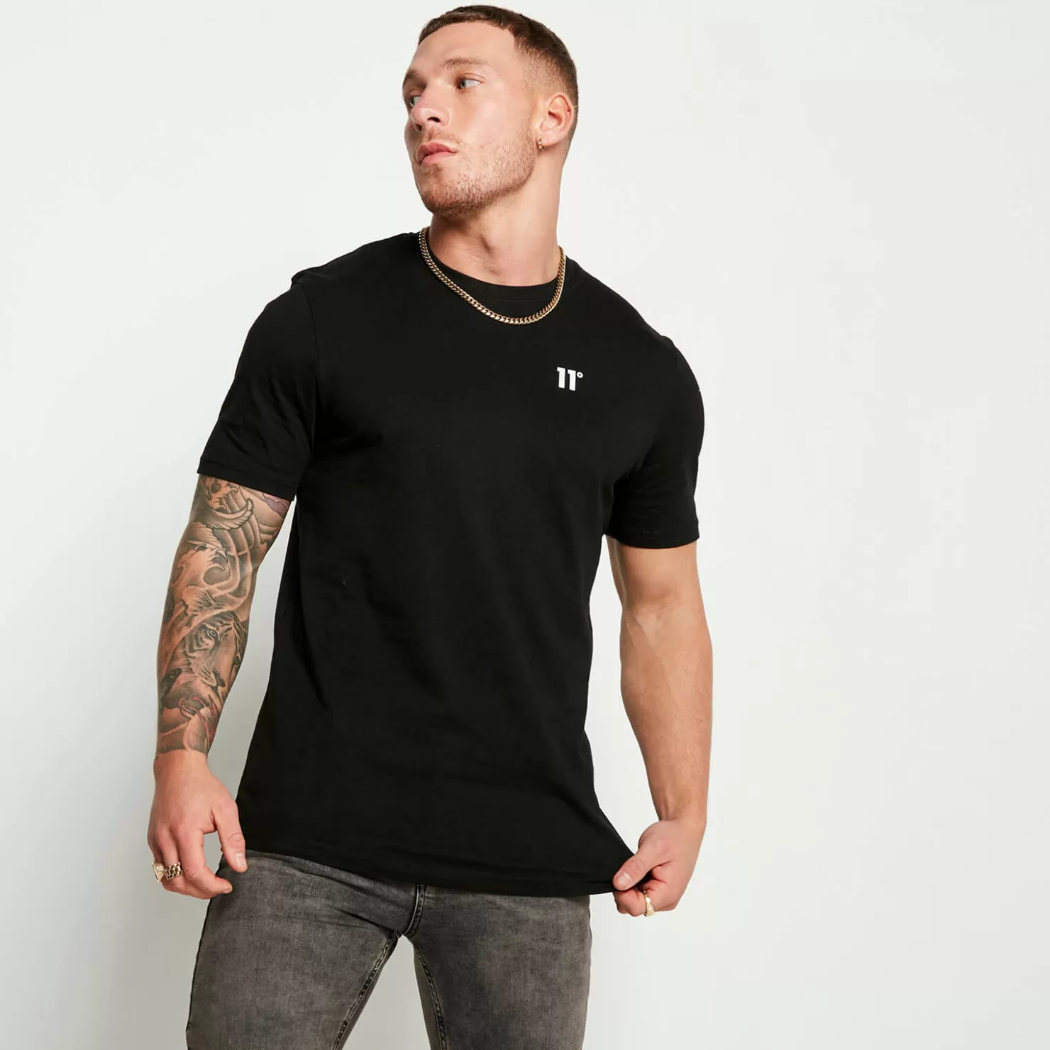 11 Degrees T-Shirts< 3 Pack Essential Muscle Fit Short Sleeve T-Shirts – Black / White / Grey Marl