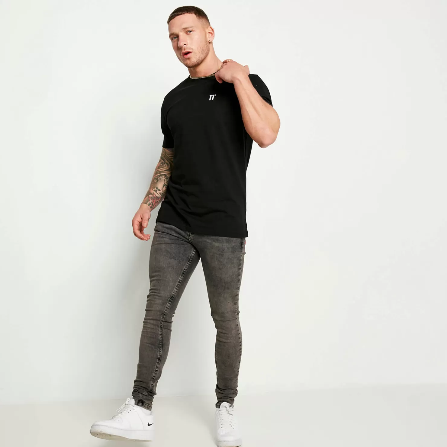 11 Degrees T-Shirts< 3 Pack Essential Muscle Fit Short Sleeve T-Shirts – Black / White / Grey Marl