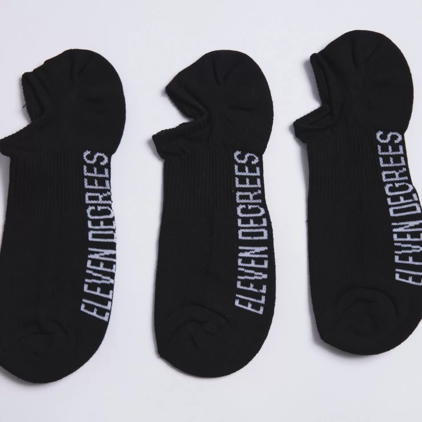 11 Degrees Socks & Underwear< 3 Pack Text Graphic Trainer Liner Socks – Black/Black/Black