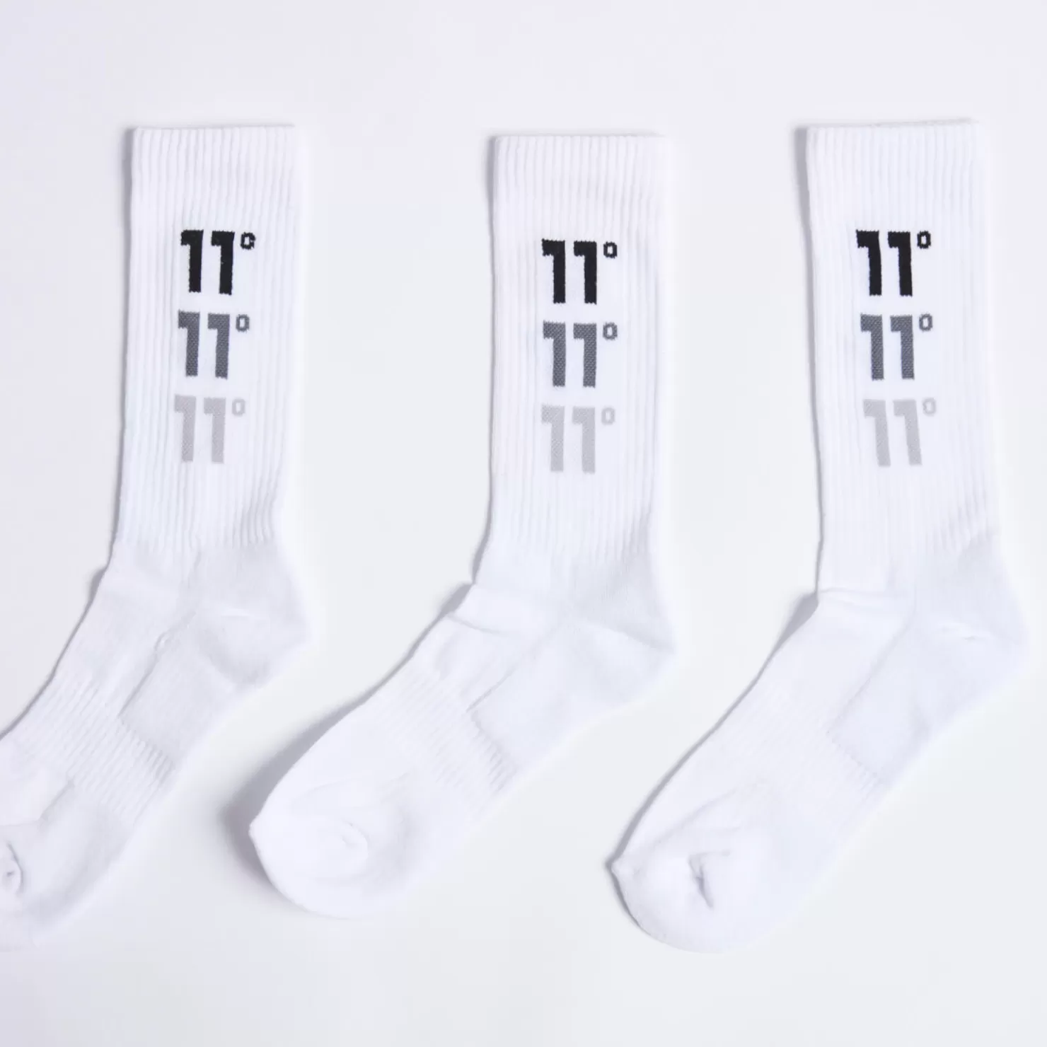 11 Degrees Socks & Underwear< 3 Pack Triple Logo Socks – White/White/White