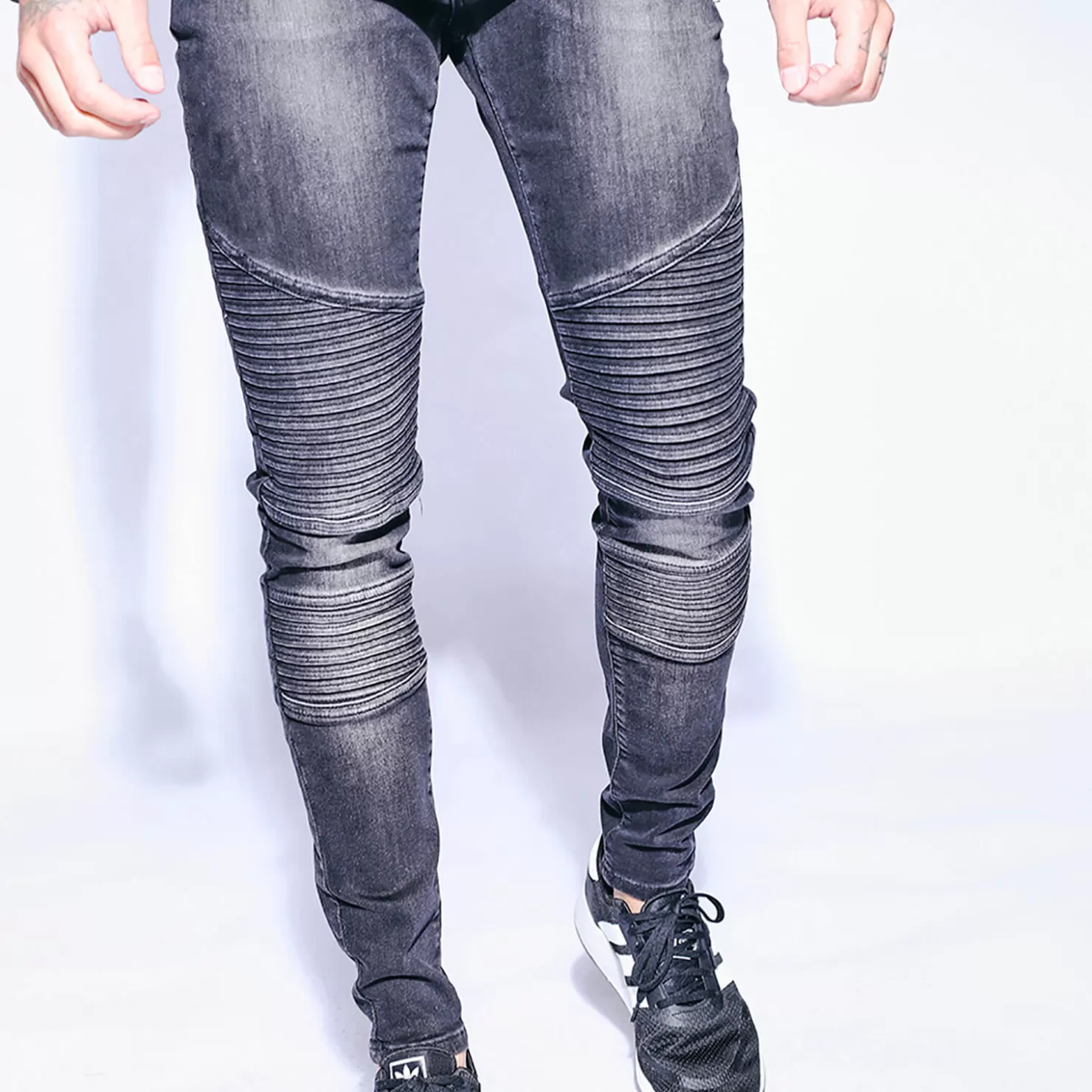 11 Degrees Jeans< Biker Jeans Skinny Fit – Washed Black