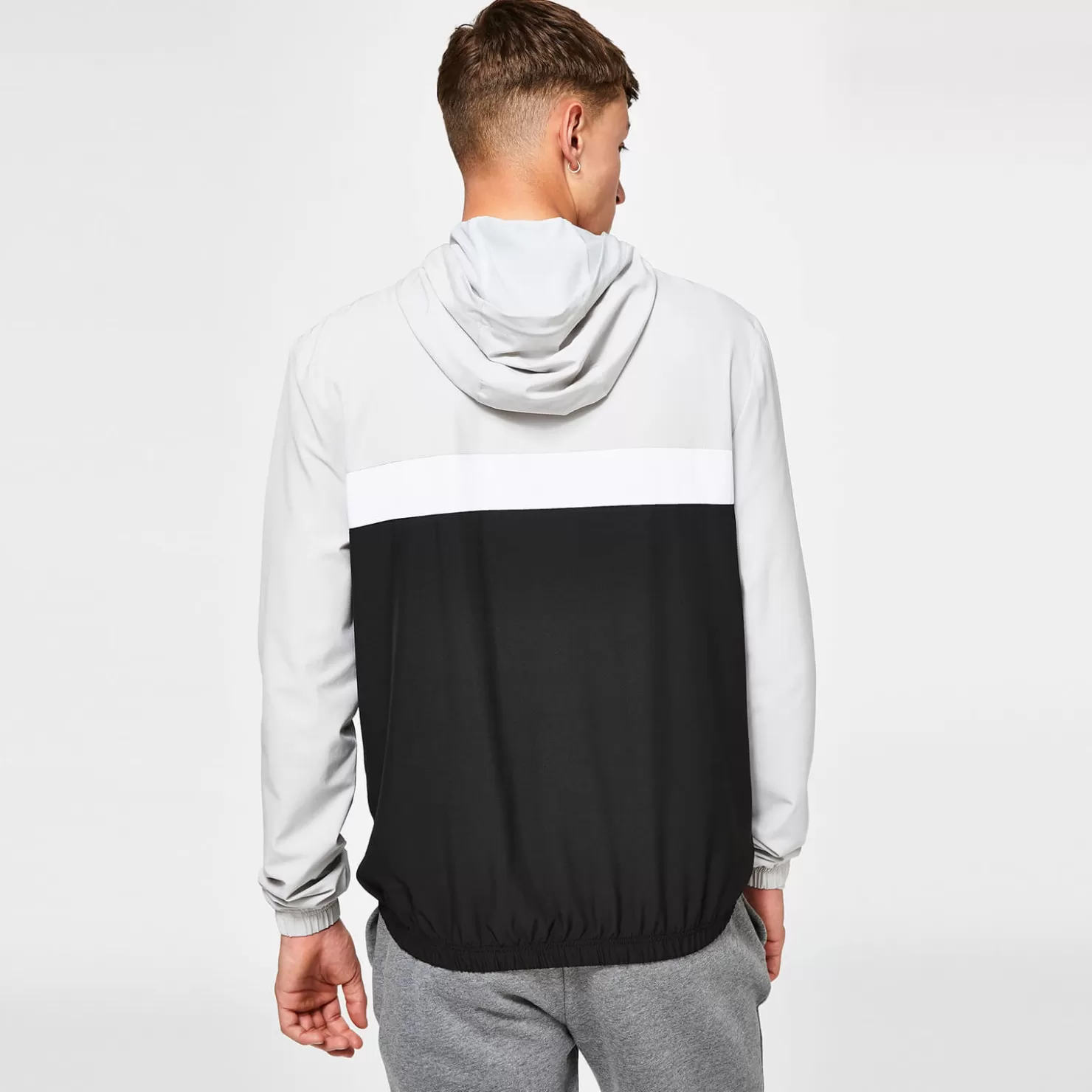 11 Degrees Tracksuits< Colour Block Track Top With Hood – Black / Vapour Grey / White