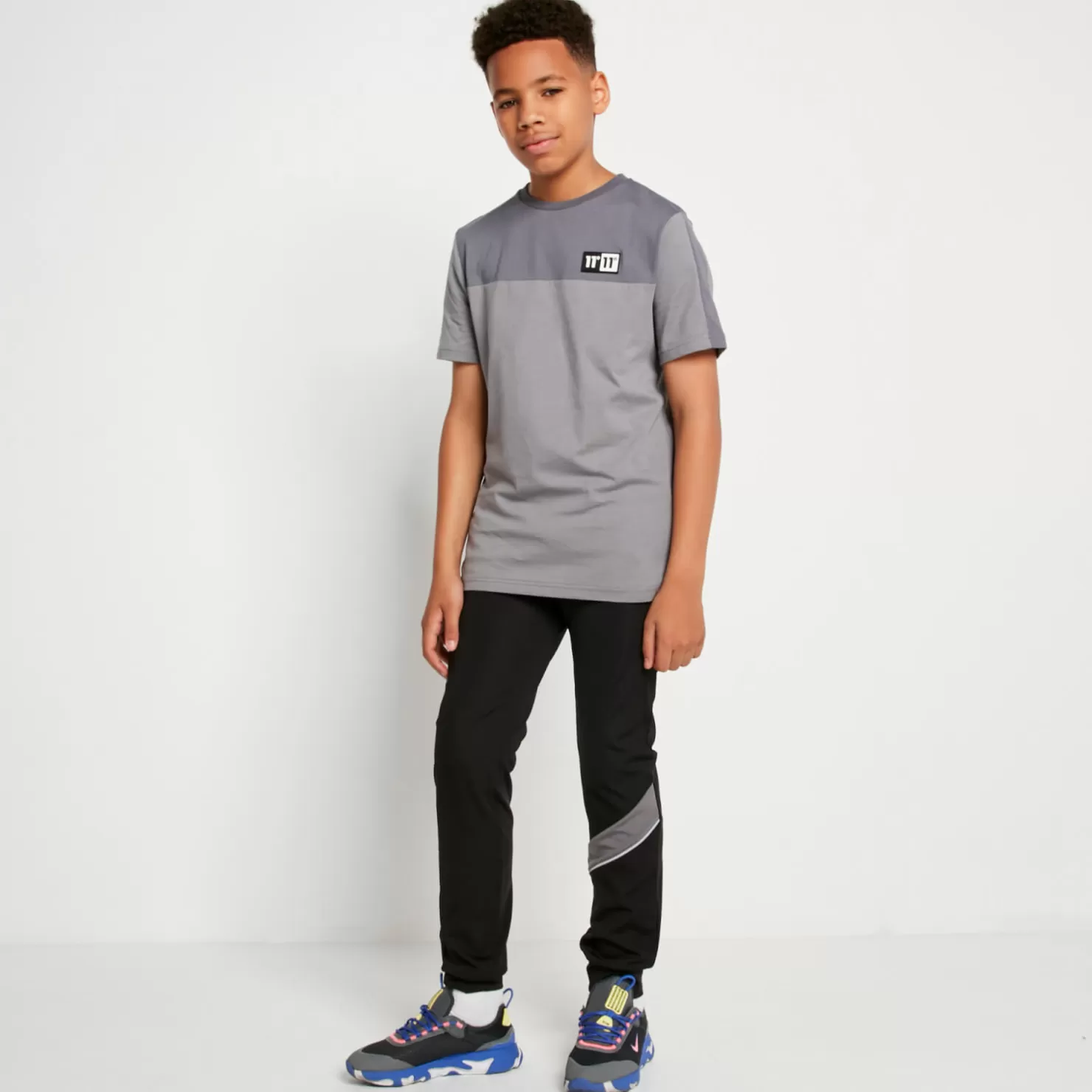 11 Degrees T-Shirts< Cut And Sew Domino Poly T-Shirt – Shadow Grey/Steel