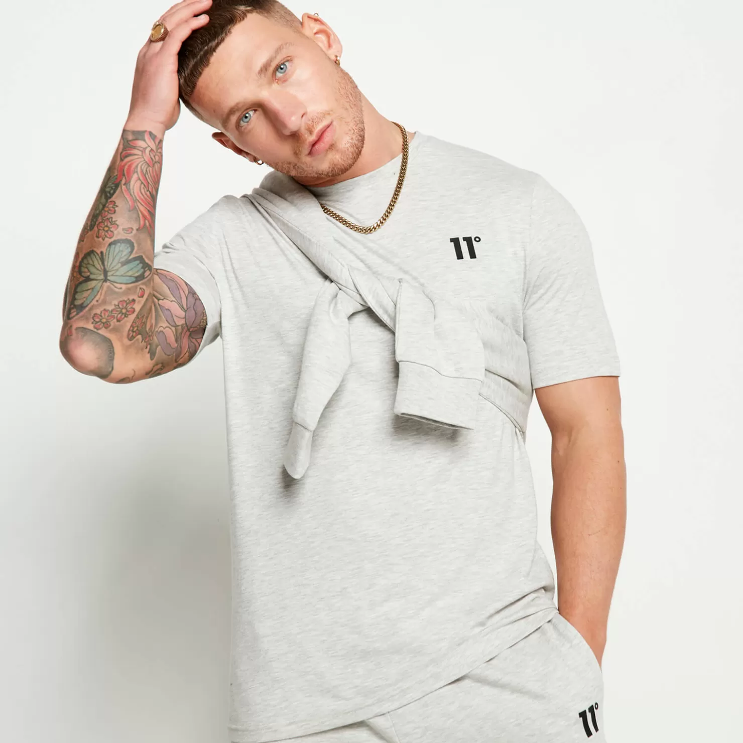 11 Degrees Tracksuits< Essentials Set – Grey Marl