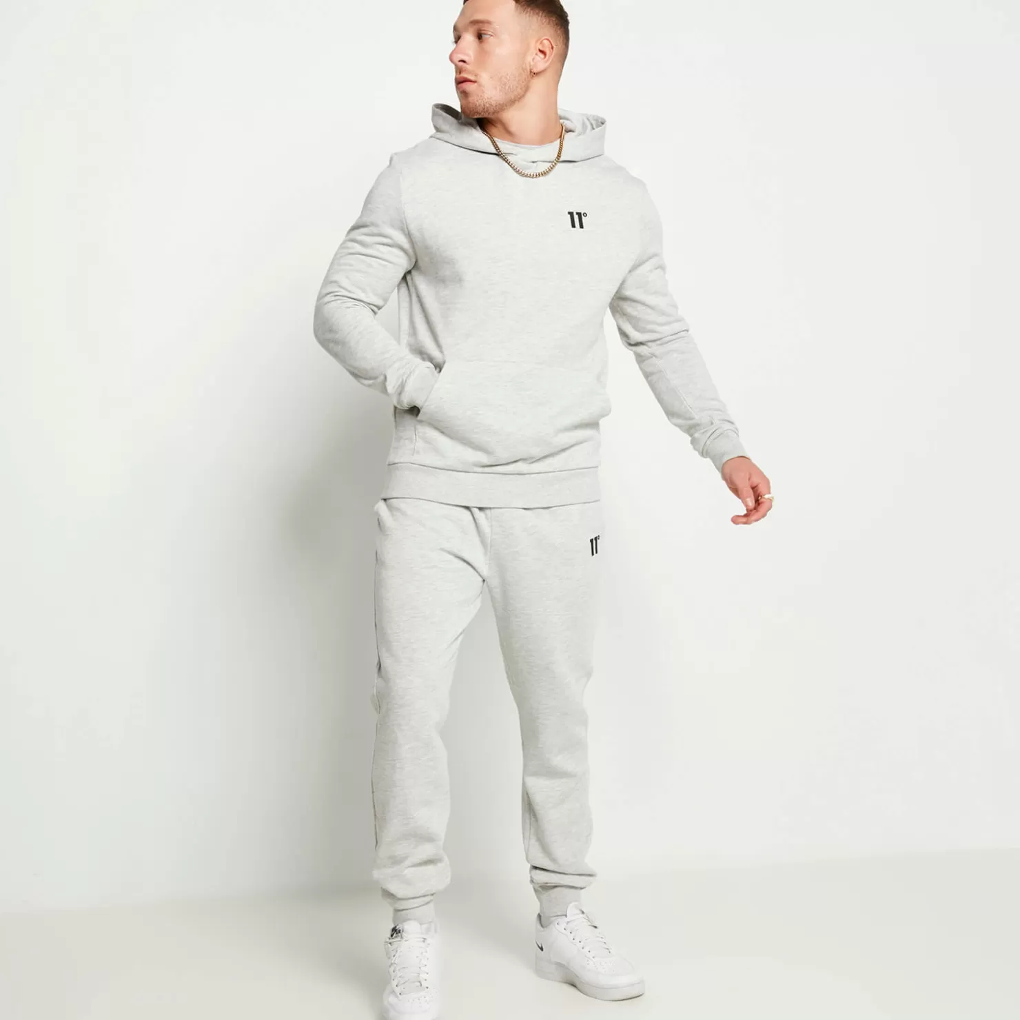 11 Degrees Tracksuits< Essentials Set – Grey Marl