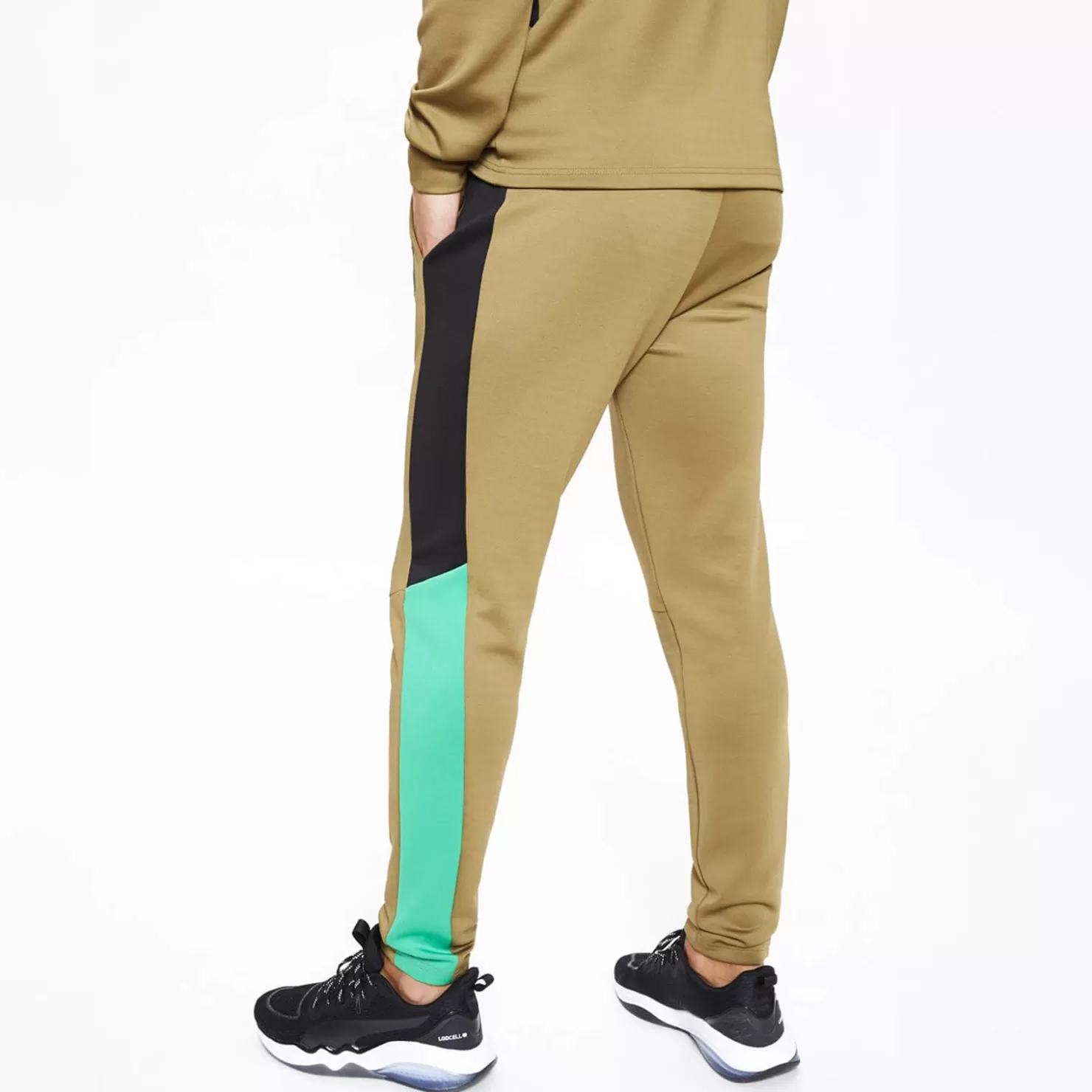 11 Degrees Tracksuits< Fahrenheit Colour Block Poly Track Pants – Black / Green / Bright Green