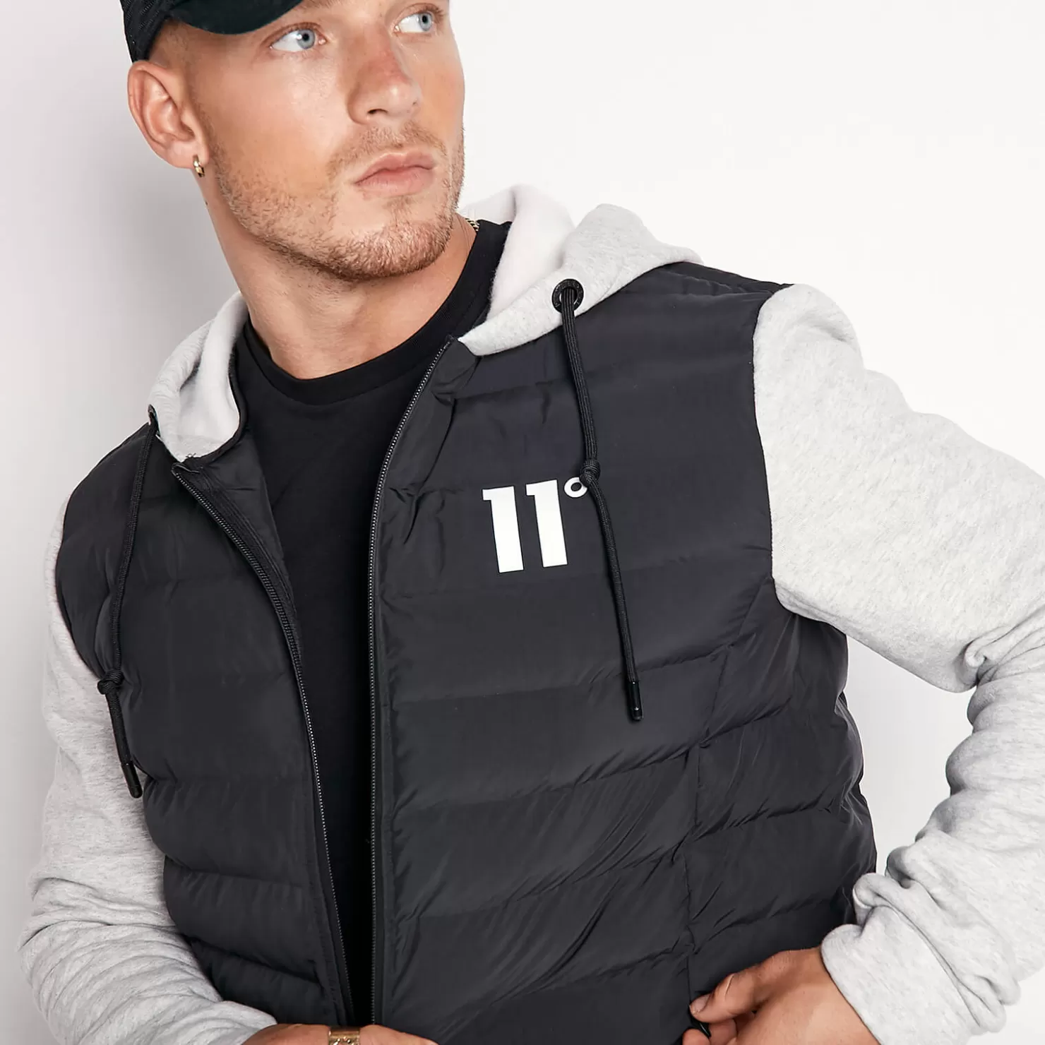 11 Degrees Jackets< Hybrid Space Jacket – Black / Tornado Marl