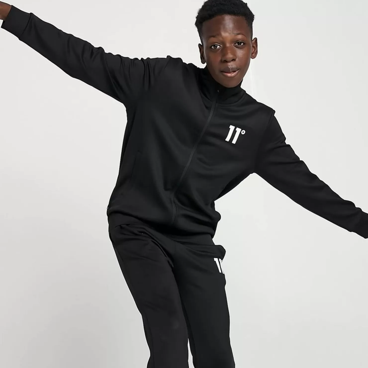 11 Degrees Tracksuits< Junior Core Poly Tracksuit – Black