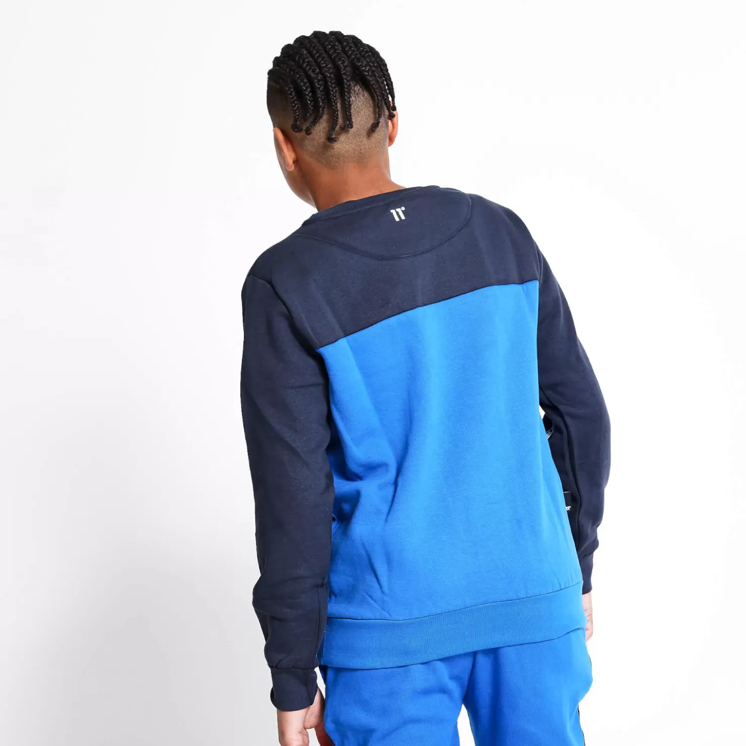 11 Degrees Sweatshirts< Junior Cut And Sew Taped Sweatshirt – Navy/Skydiver Blue