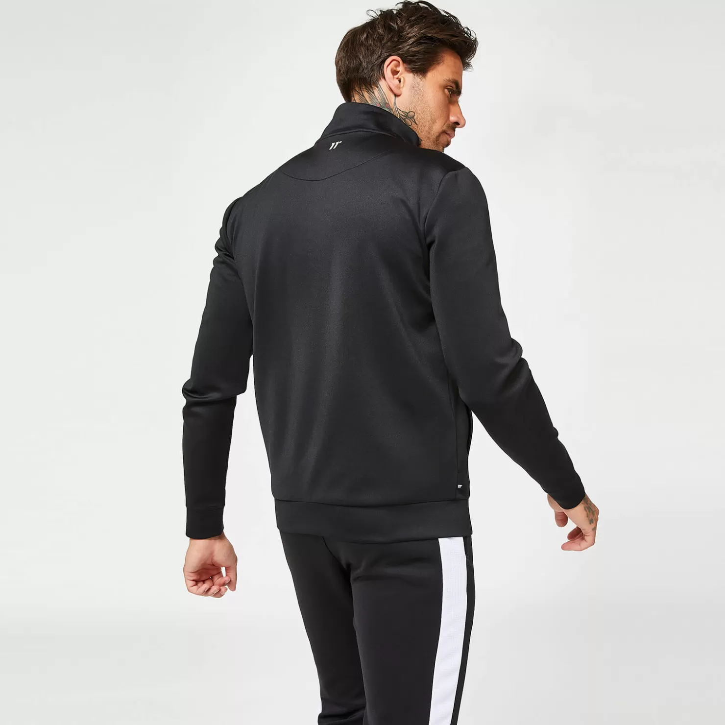 11 Degrees Tracksuits< Men'S Colour Block Mesh Insert Track Top - Black/White/Raspberry Red/Sharp Green