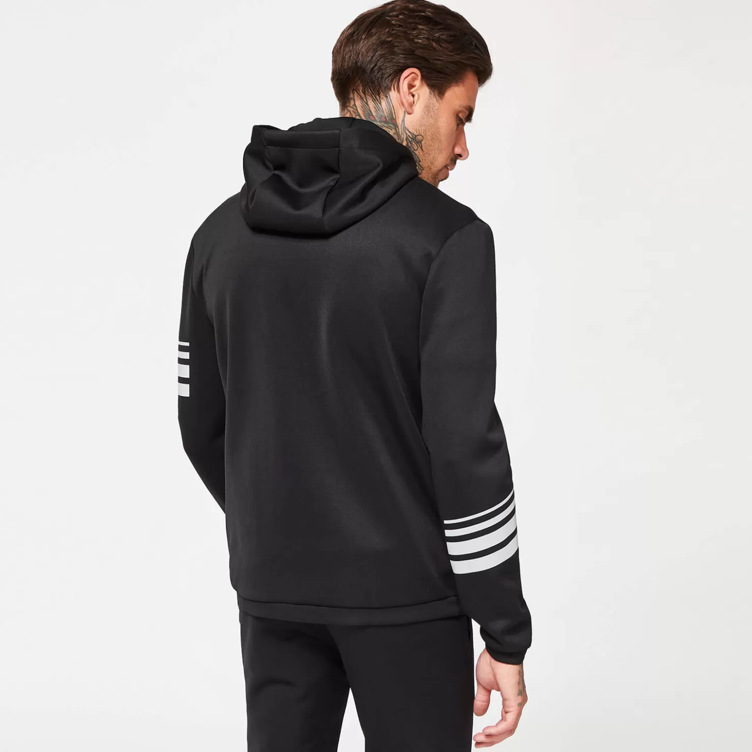 11 Degrees Tracksuits< Men'S Stripe Print Track Top With Hood - Black/Silver Reflective