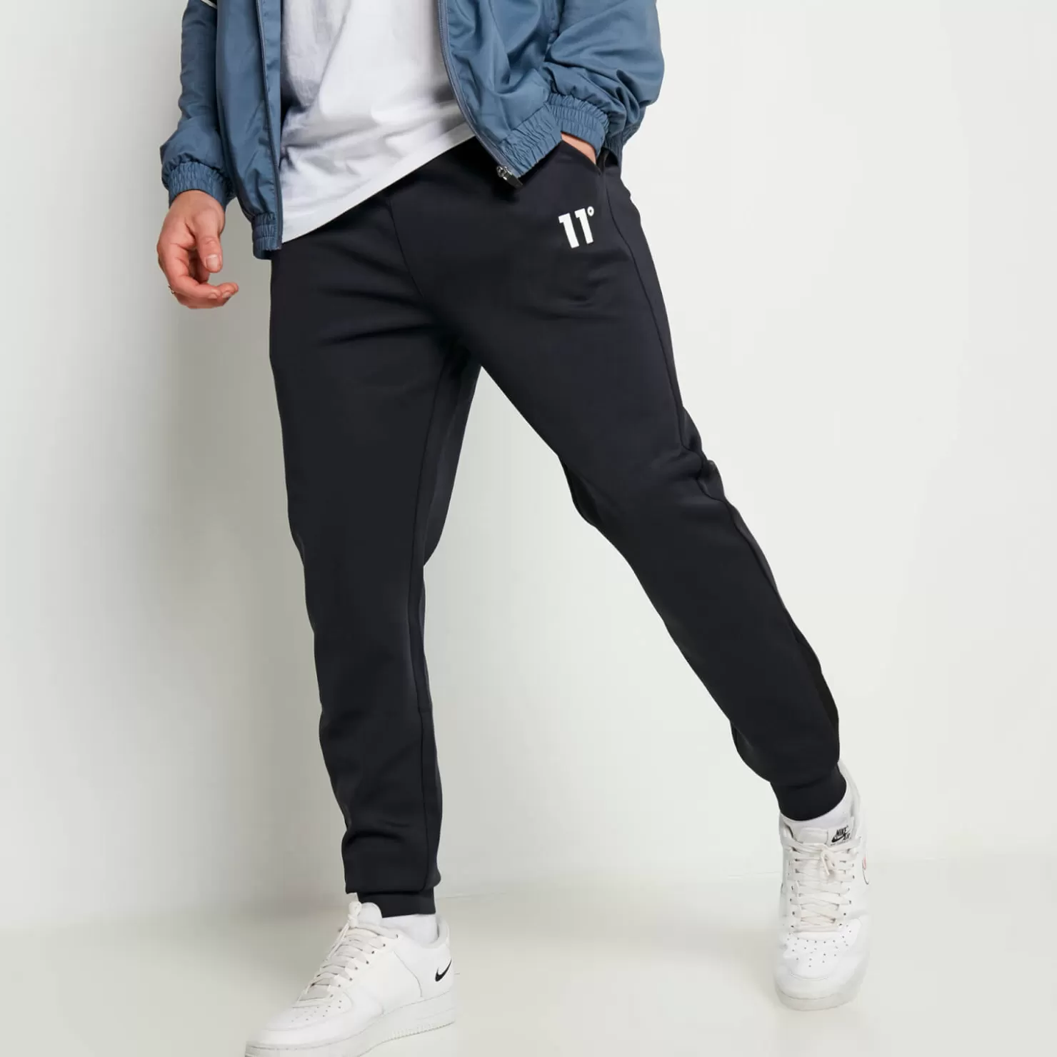 11 Degrees Tracksuits< Mixed Fabric Cut And Sew Track Pants – Navy/Black