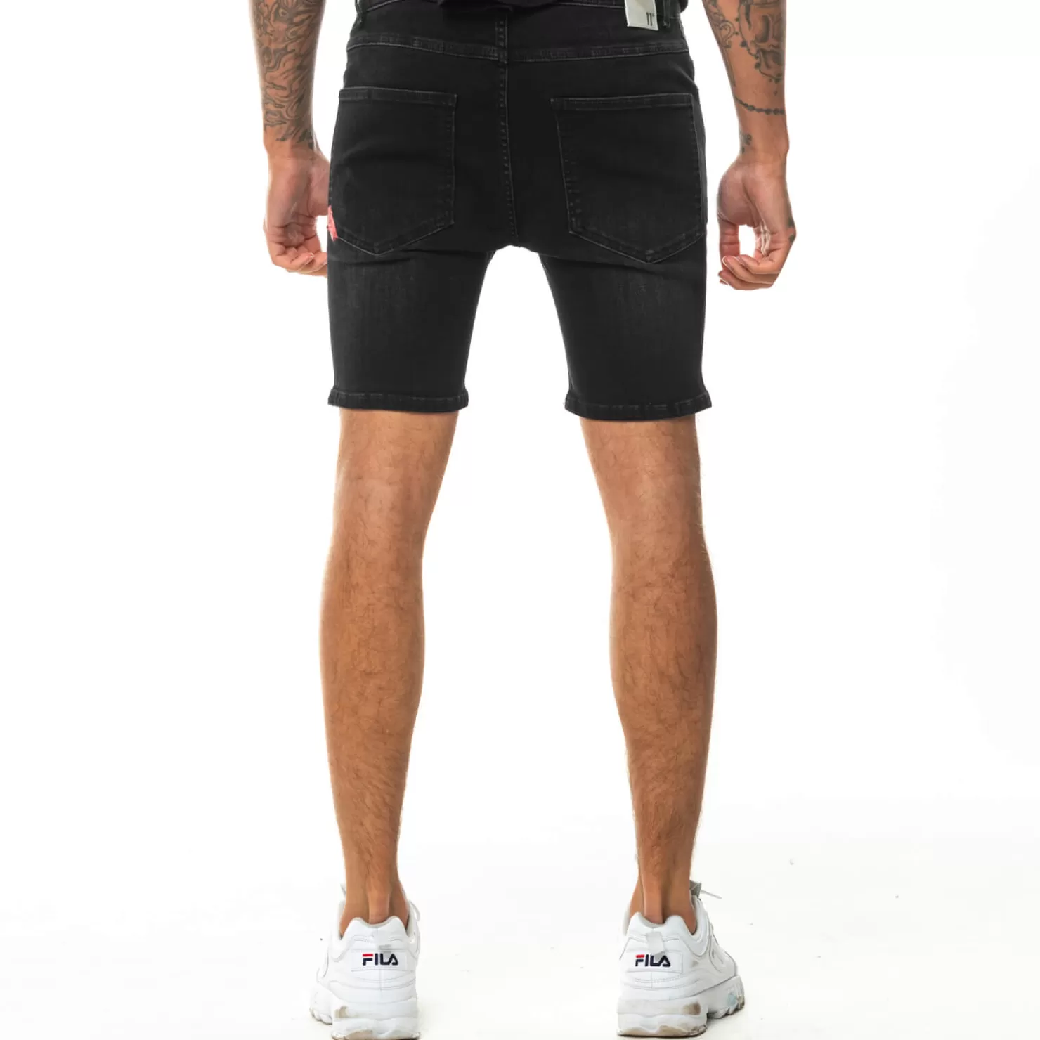 11 Degrees Shorts< Rip And Repair Skinny Shorts – Washed Black