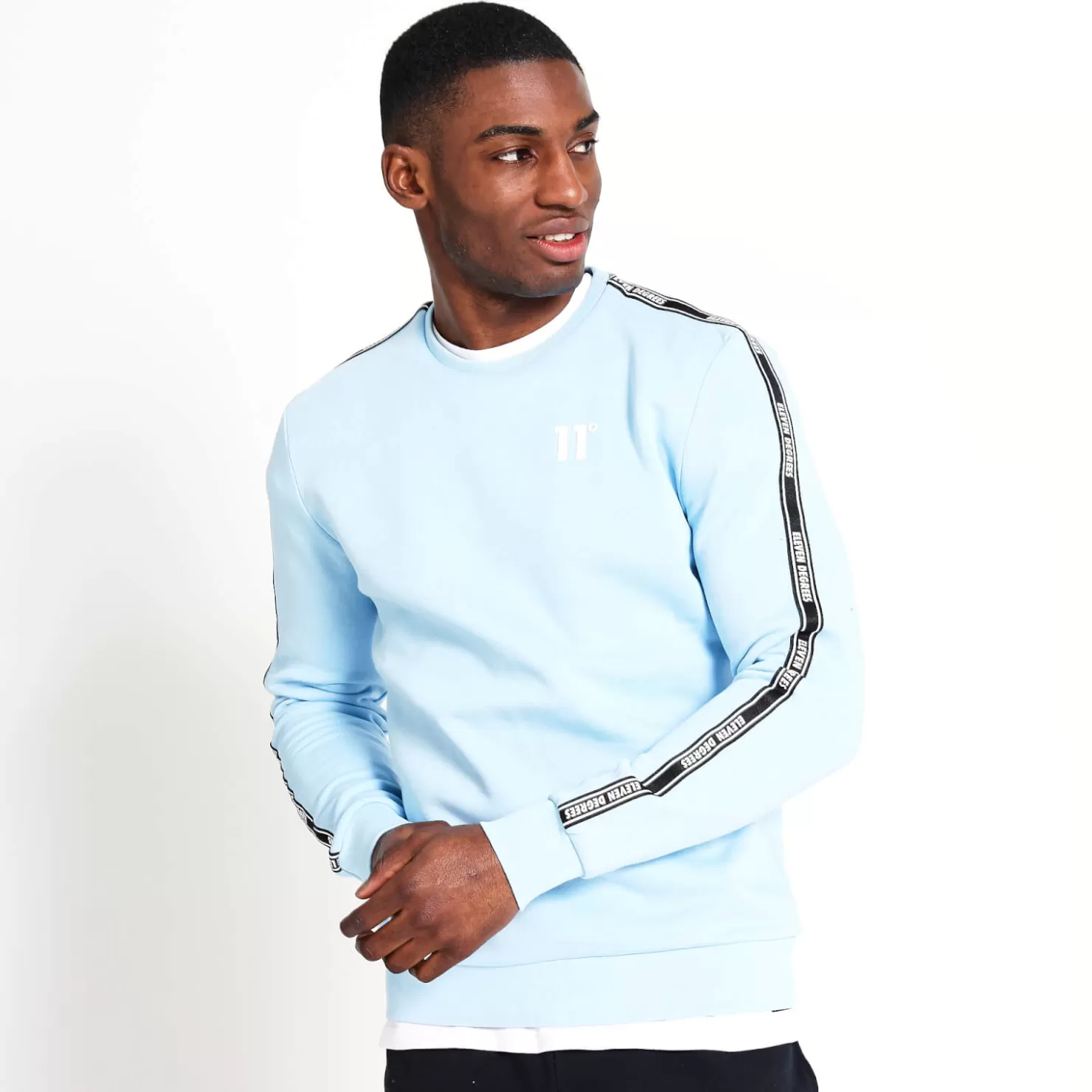 11 Degrees Sweatshirts< Taped Sweatshirt - Cerulean Blue