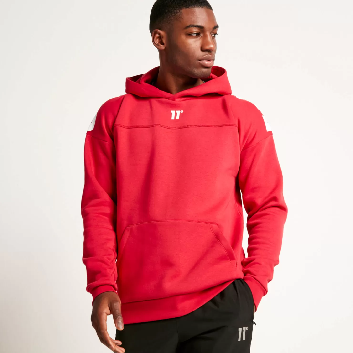 11 Degrees Hoodies< Unisex Large Logo Oversized Pullover Hoodie - Ski Patrol Red
