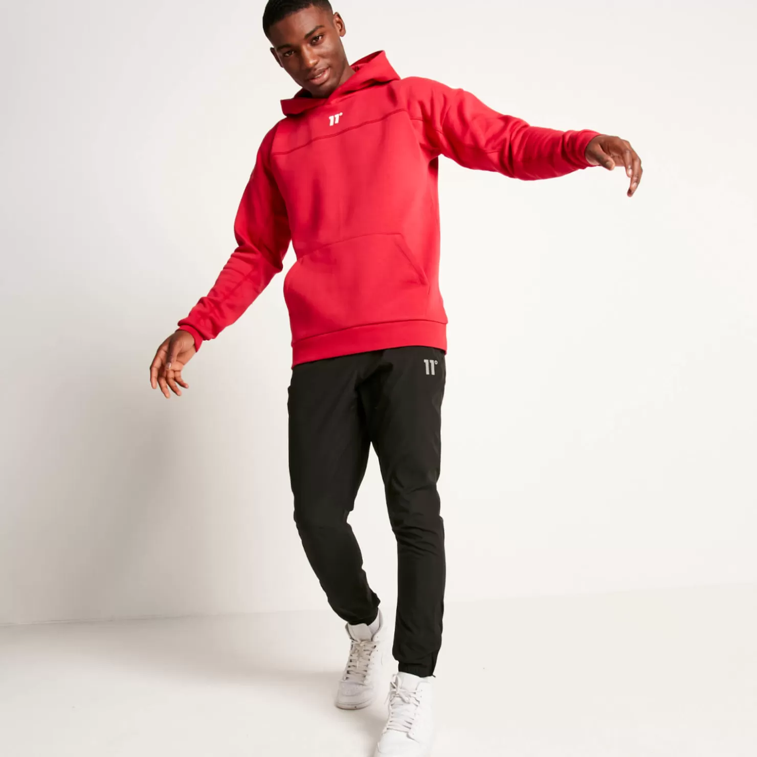 11 Degrees Hoodies< Unisex Large Logo Oversized Pullover Hoodie - Ski Patrol Red