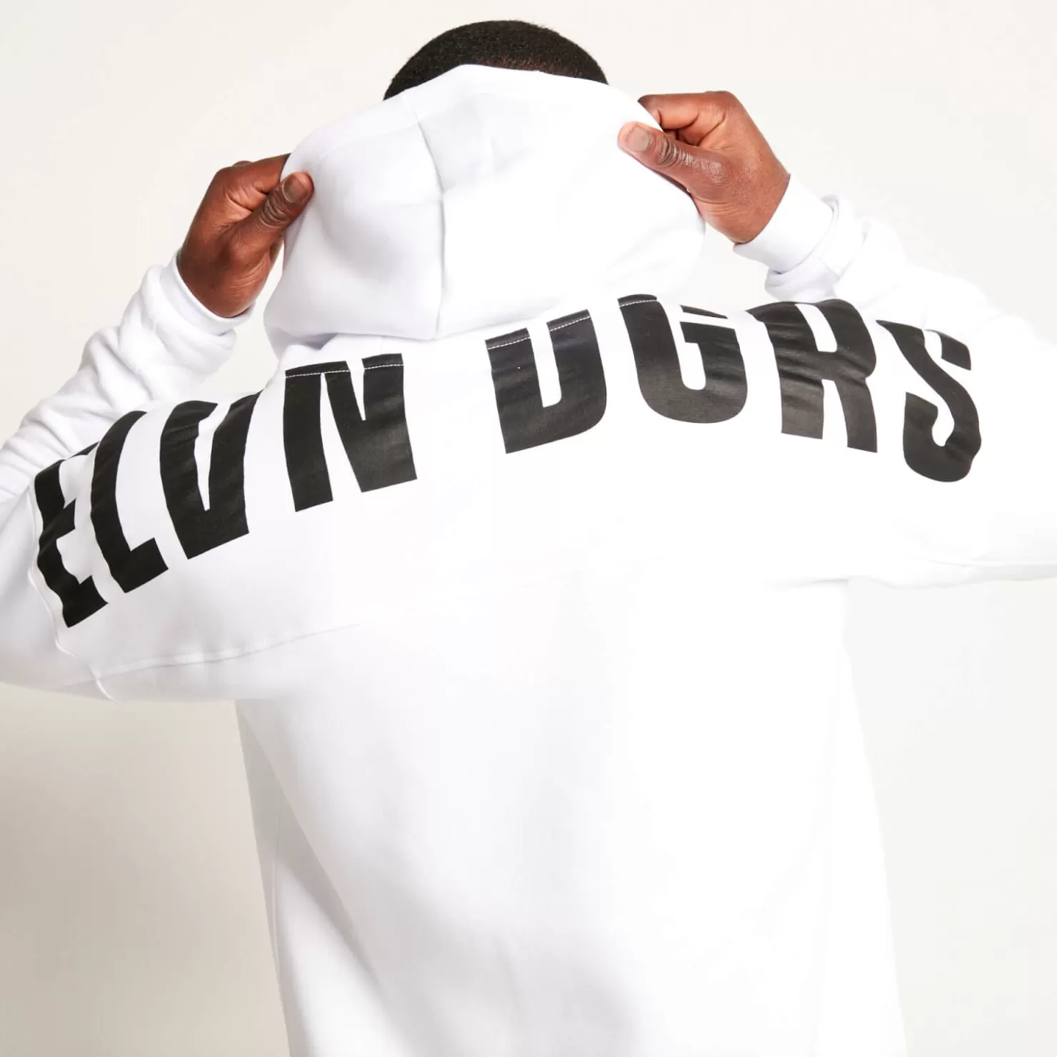 11 Degrees Hoodies< Unisex Large Logo Oversized Pullover Hoodie - White