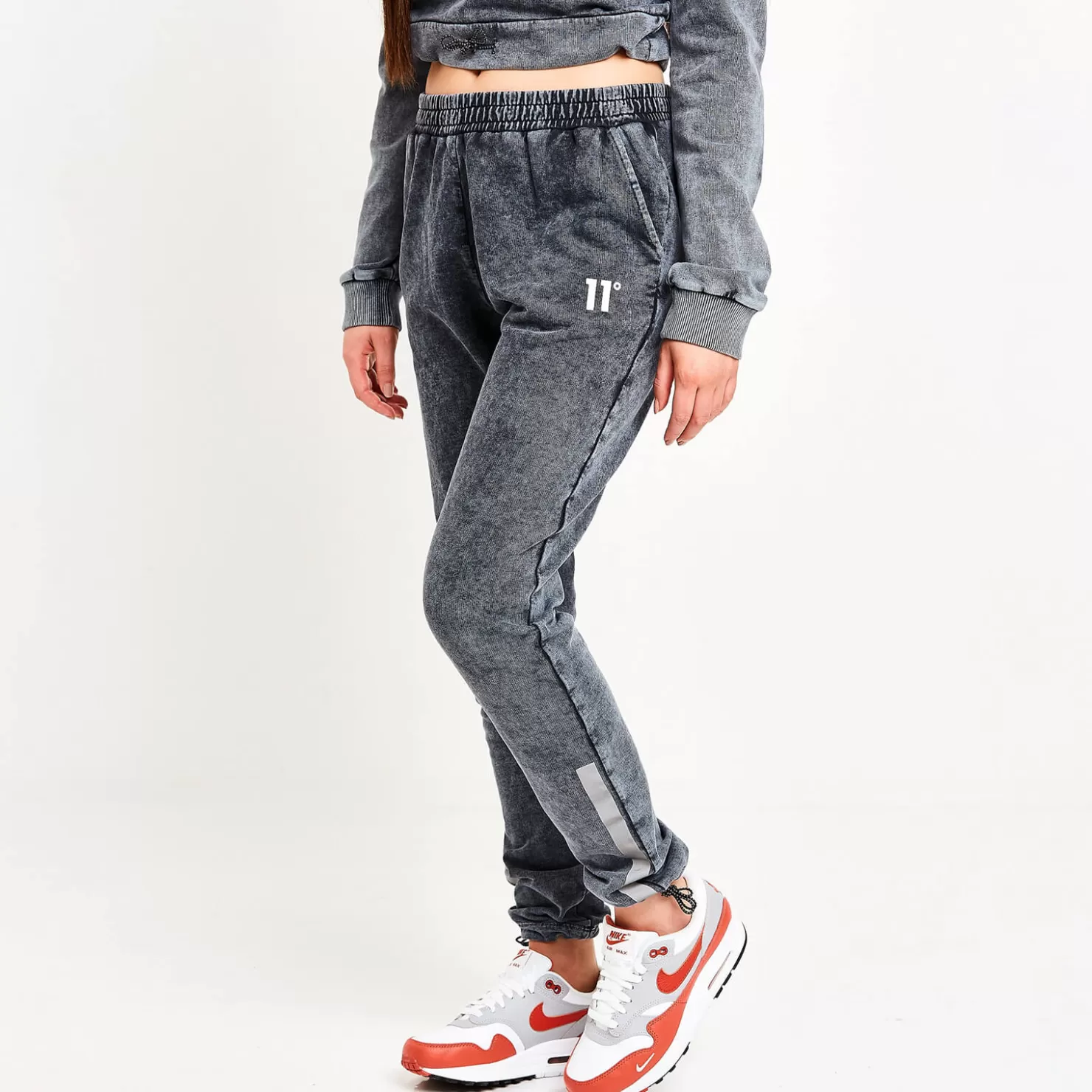 11 Degrees Joggers< Womens Acid Wash Reflective Joggers – Black