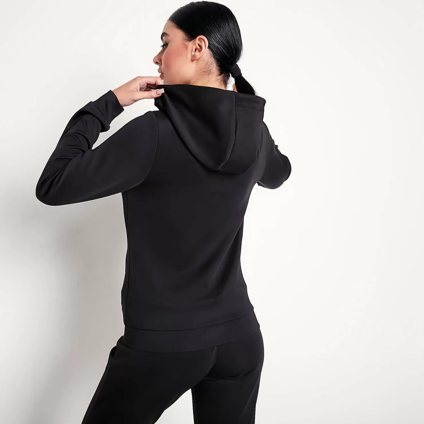11 Degrees Tracksuits< Womens Core Poly Track Top With Hood – Black