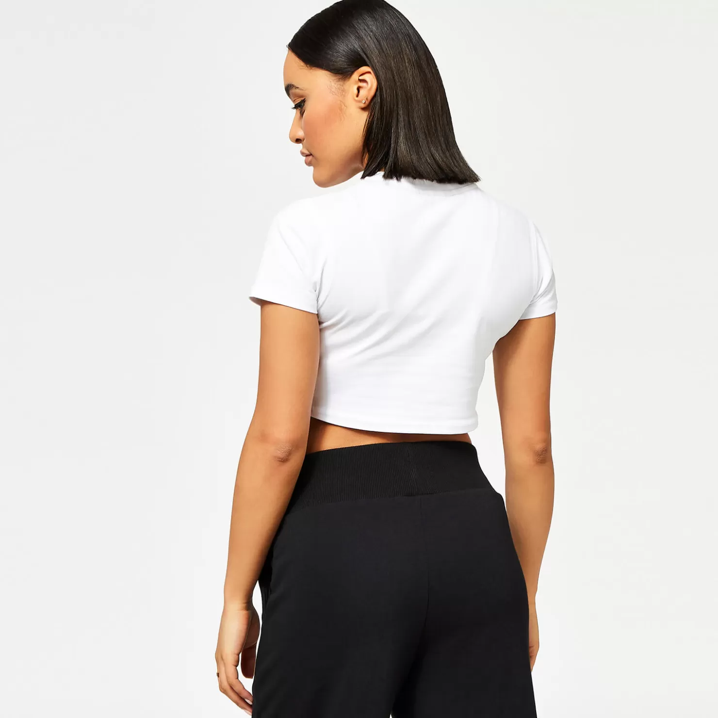 11 Degrees T-Shirts< Womens Corset Cover Stitch Cropped Short Sleeve T-Shirt – White