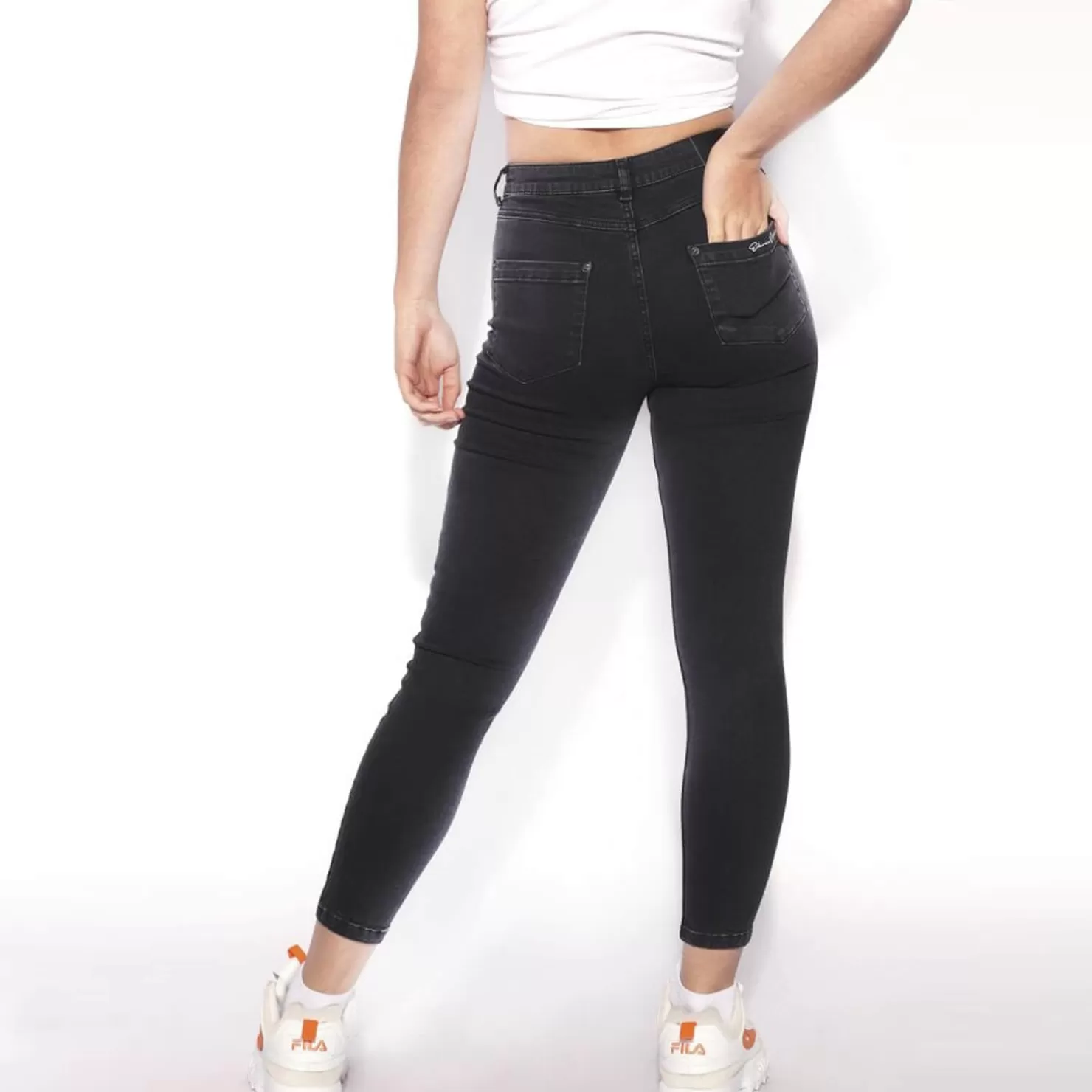11 Degrees Jeans< Womens High Waisted Super Skinny Jeans – Washed Black