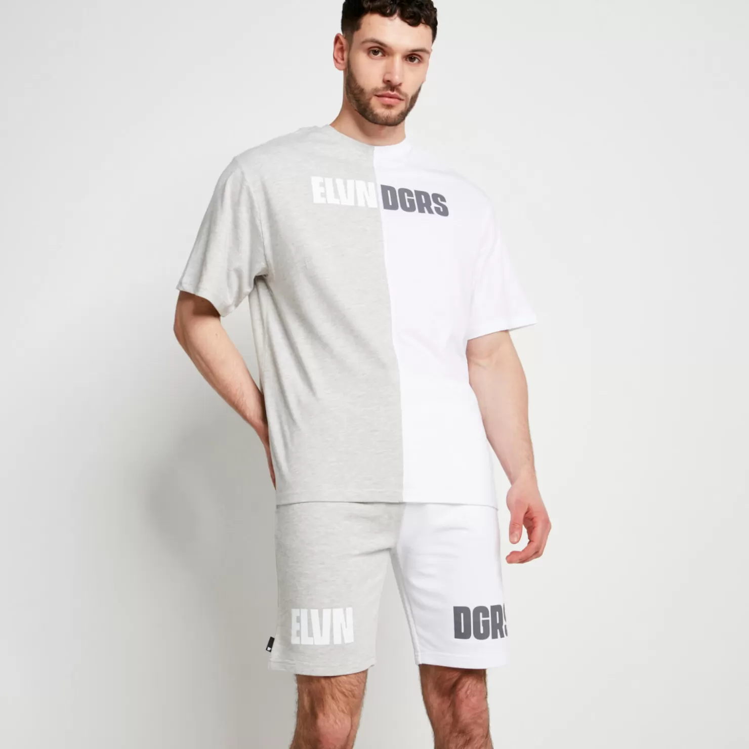 11 Degrees T-Shirts<Duo T-Shirt – White / Grey Marl