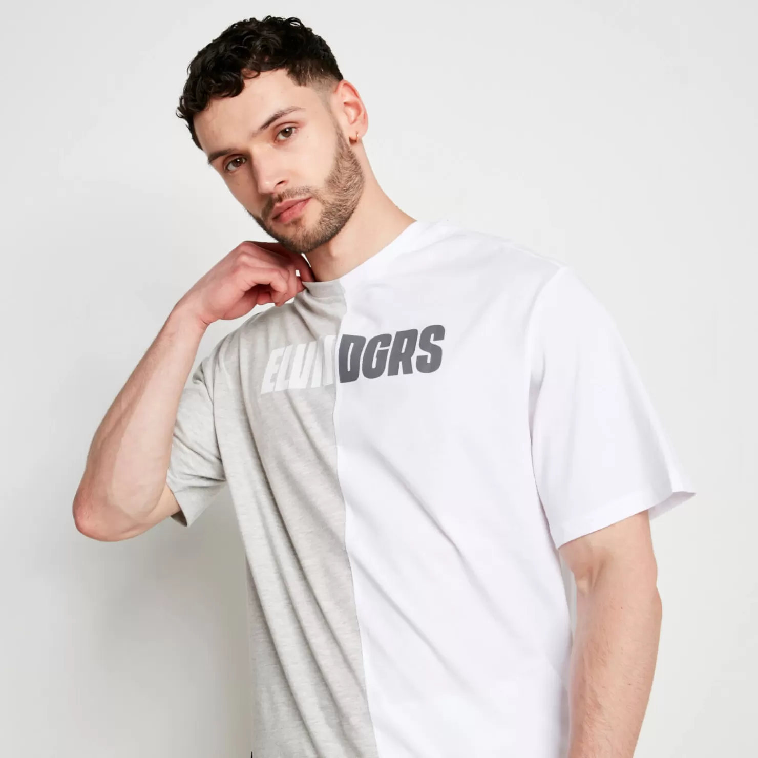 11 Degrees T-Shirts<Duo T-Shirt – White / Grey Marl