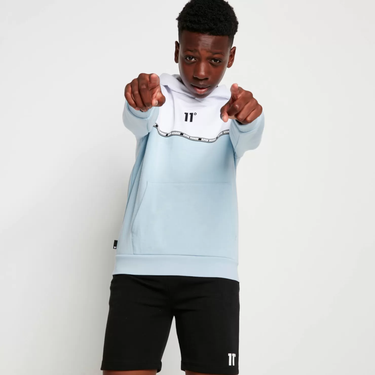 11 Degrees Hoodies<Energy Hoodie – Powder Blue / White