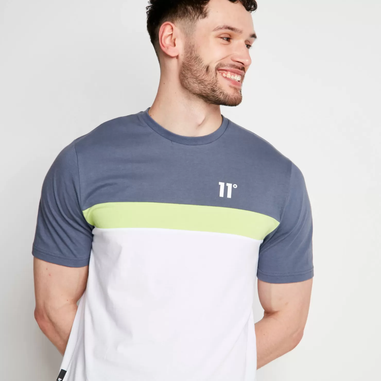 11 Degrees T-Shirts<Play Hard T-Shirt – Twister Grey / White / Sharp Green